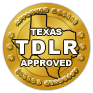 Approved by Texas TDLR, PTDE #0113